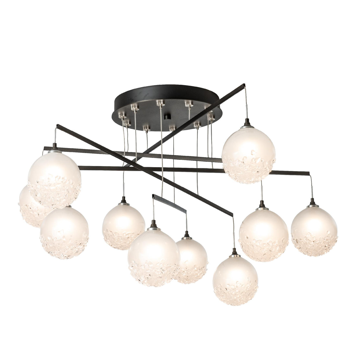 Hubbardton Forge 2025 Oil Rubbed Bronze Frosted Glass (FD) Standard Fritz Globe 10-Light Mobile Pendant