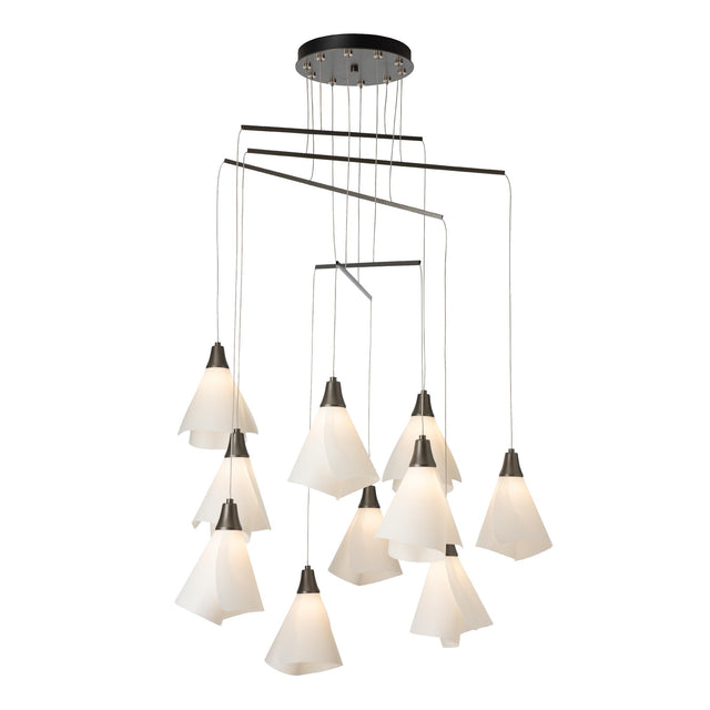 Hubbardton Forge 2025 Dark Smoke Spun Frost (SH) Standard Mobius 10-Light Mobile Pendant