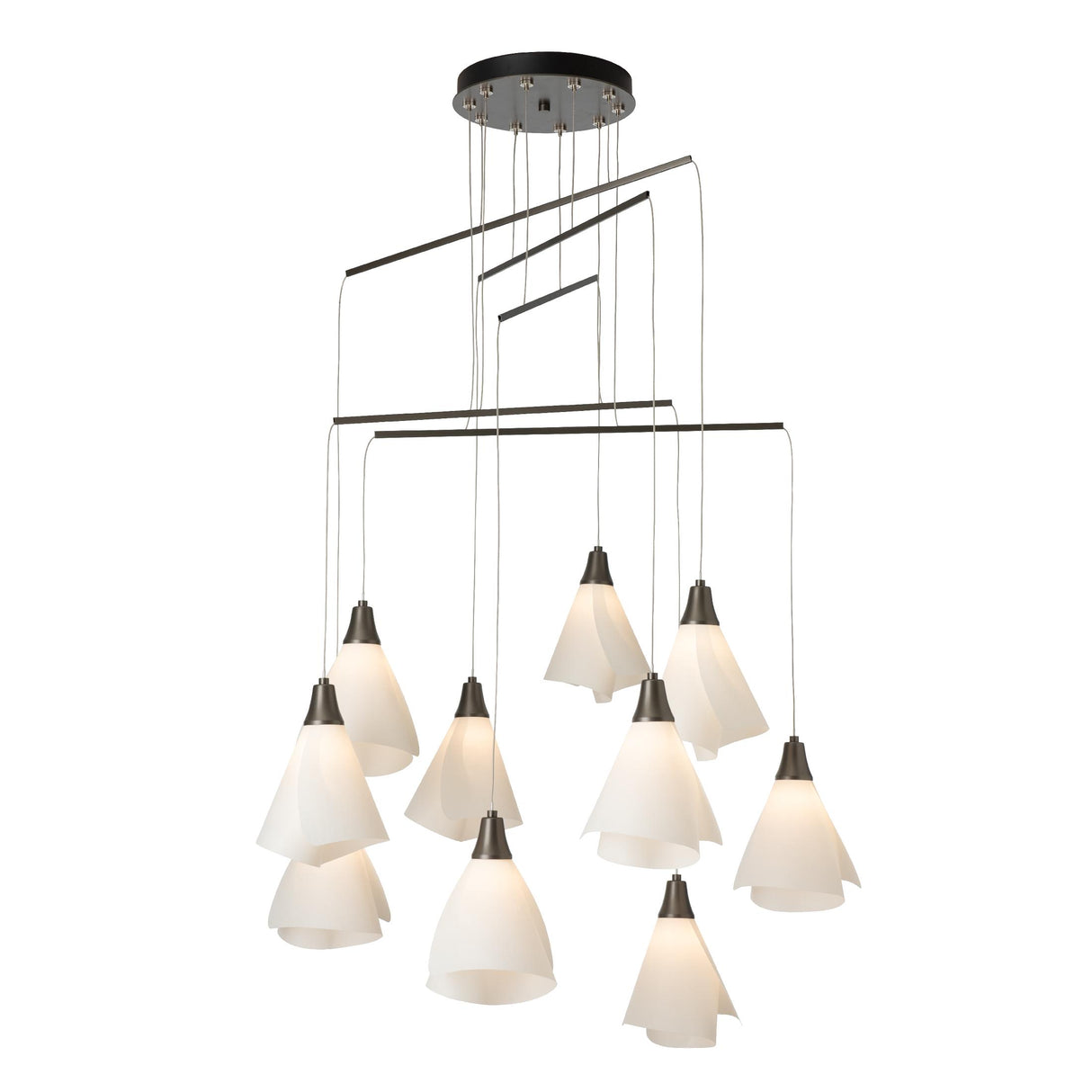 Hubbardton Forge 2025 Dark Smoke Spun Frost (SH) Standard Mobius 10-Light Mobile Pendant