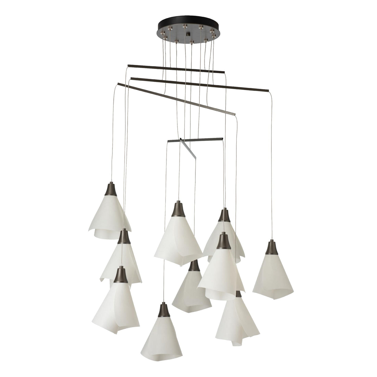 Hubbardton Forge 2025 Dark Smoke Spun Frost (SH) Standard Mobius 10-Light Mobile Pendant