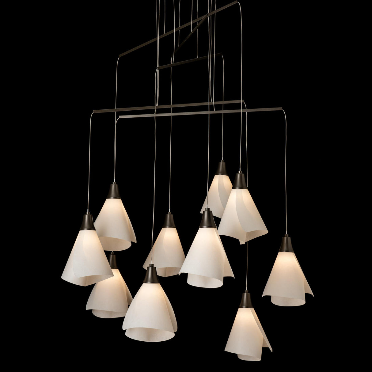 Hubbardton Forge 2025 Dark Smoke Spun Frost (SH) Standard Mobius 10-Light Mobile Pendant