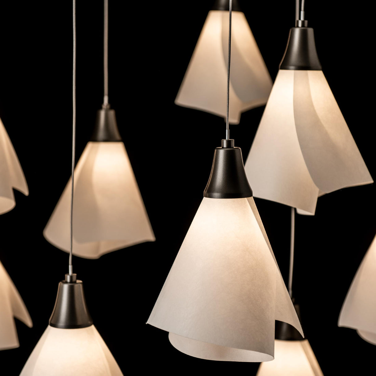 Hubbardton Forge 2025 Dark Smoke Spun Frost (SH) Standard Mobius 10-Light Mobile Pendant