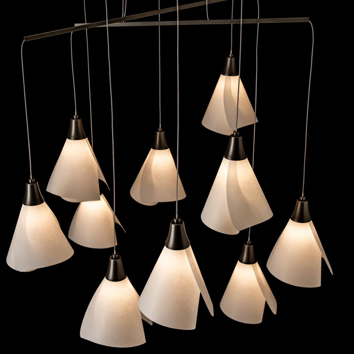 Hubbardton Forge 2025 Dark Smoke Spun Frost (SH) Standard Mobius 10-Light Mobile Pendant