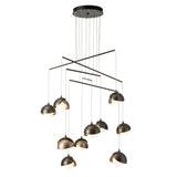 Hubbardton Forge 2025 Dark Smoke Soft Gold Opal Glass (GG) Standard Brooklyn 10-Light Double Shade Mobile Pendant