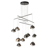 Hubbardton Forge 2025 Dark Smoke Soft Gold Opal Glass (GG) Standard Brooklyn 10-Light Double Shade Mobile Pendant