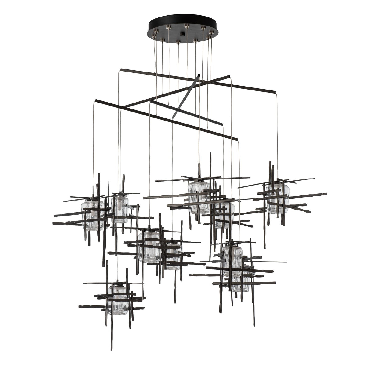 Hubbardton Forge 2025 Oil Rubbed Bronze Seeded Clear Glass (II) Standard Tura 10-Light Seeded Glass Mobile Pendant