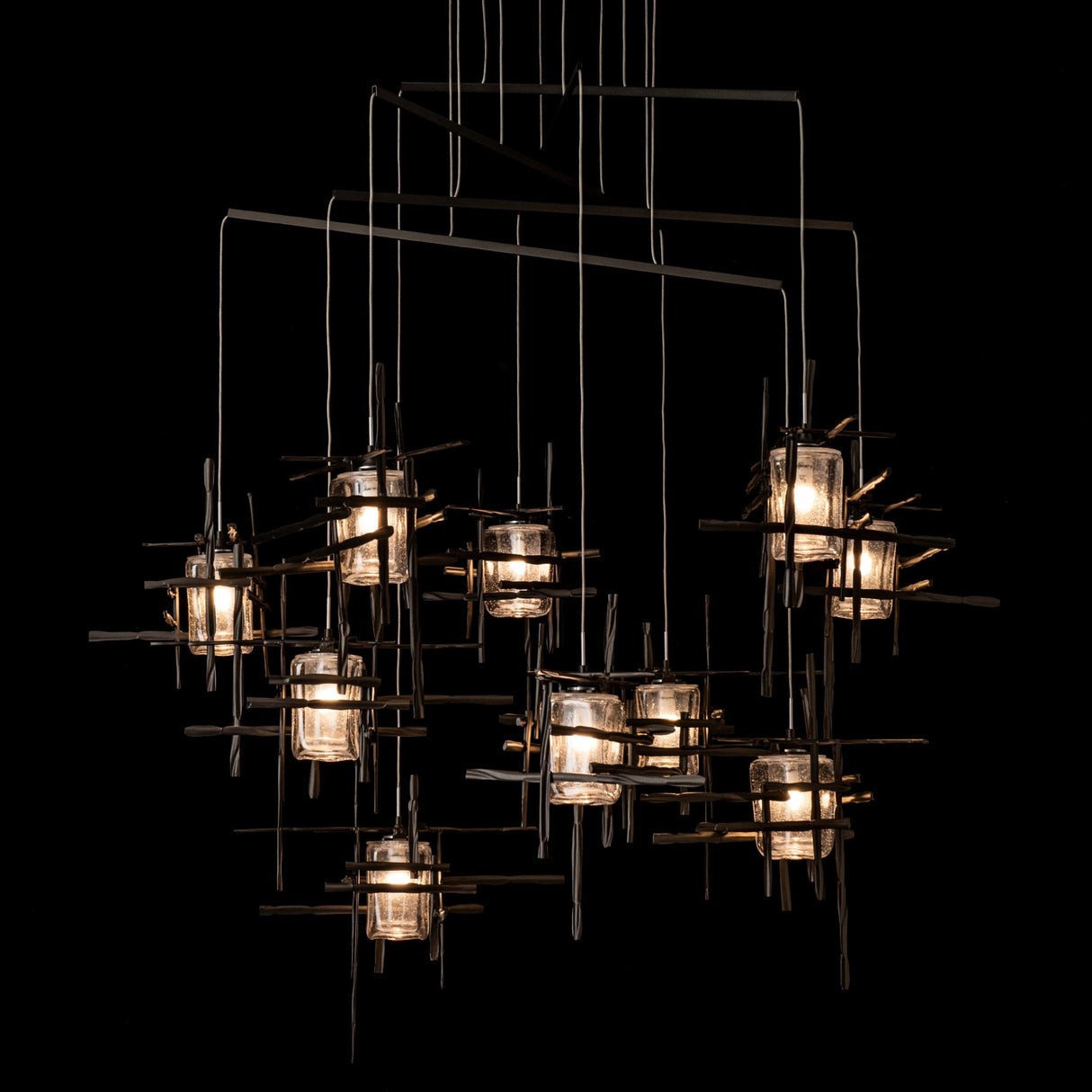 Hubbardton Forge 2025 Oil Rubbed Bronze Seeded Clear Glass (II) Standard Tura 10-Light Seeded Glass Mobile Pendant