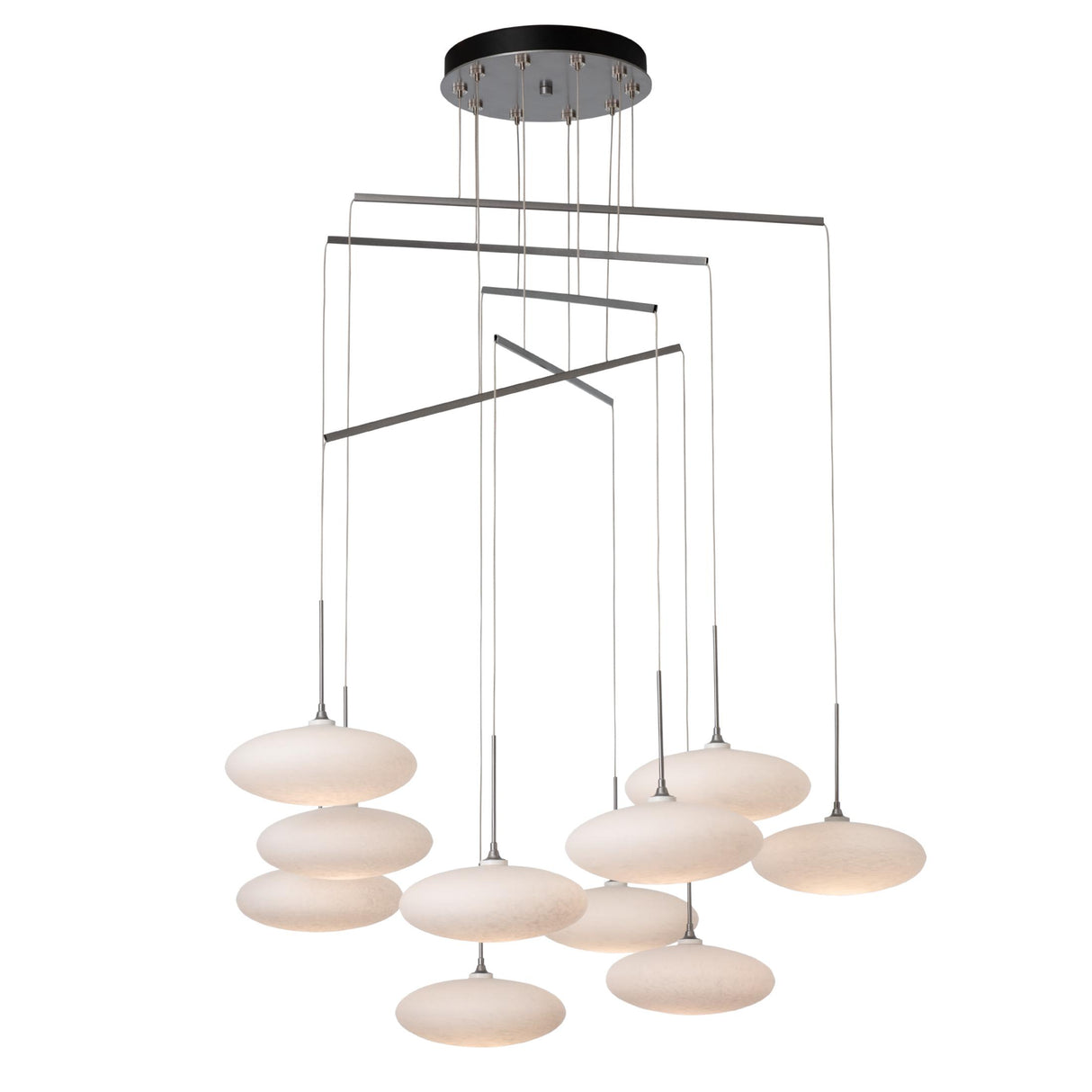 Hubbardton Forge 2025 Vintage Platinum Shell Glass (GS) Standard Clouds 10-Light Mobile Pendant