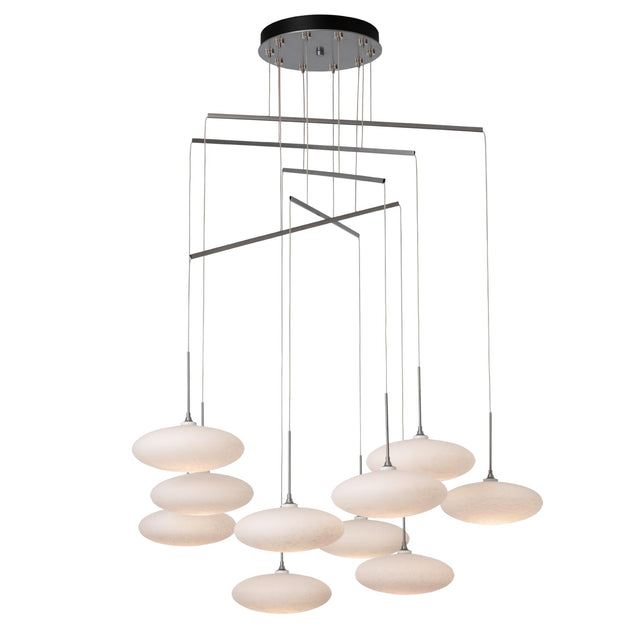 Hubbardton Forge 2025 Vintage Platinum Shell Glass (GS) Standard Clouds 10-Light Mobile Pendant