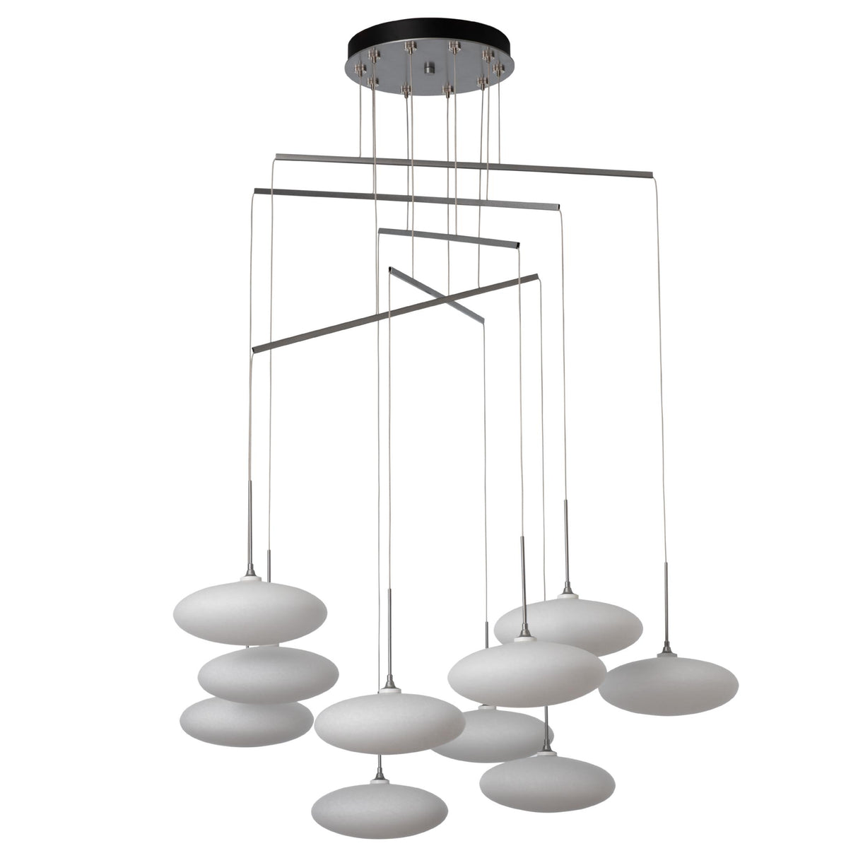 Hubbardton Forge 2025 Vintage Platinum Shell Glass (GS) Standard Clouds 10-Light Mobile Pendant