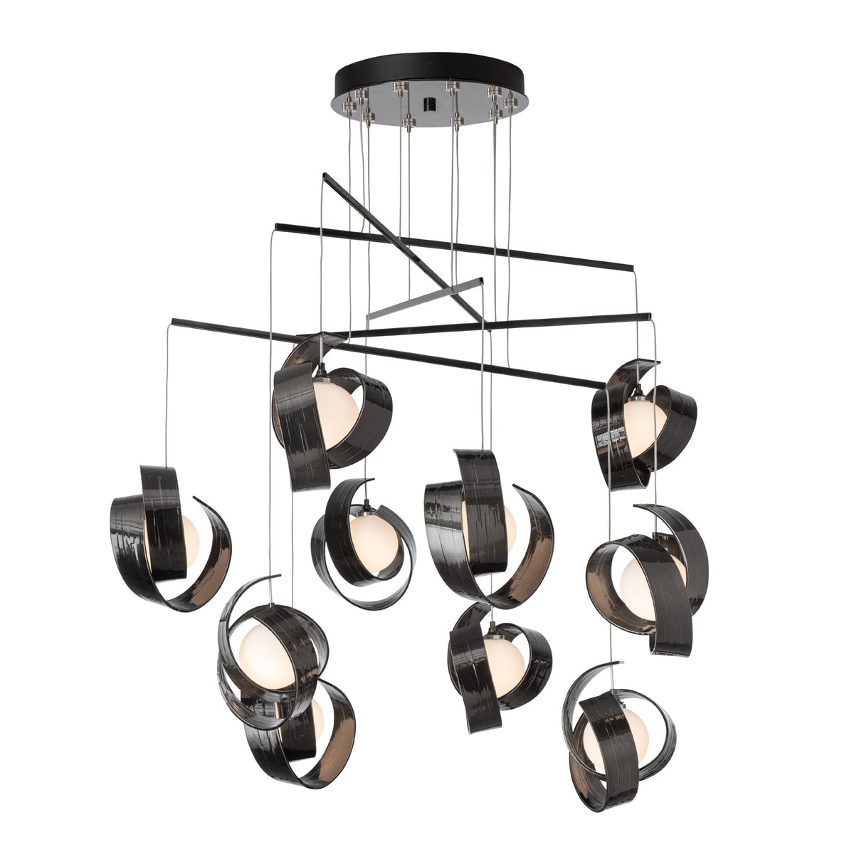 Hubbardton Forge 2025 Ink Opal Glass (GG) Standard Riza 10-Light Mobile Pendant