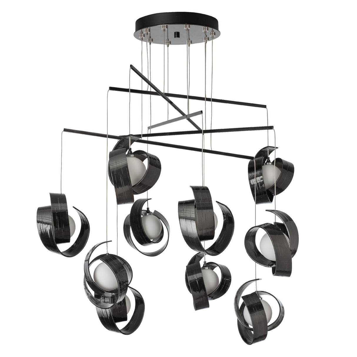 Hubbardton Forge 2025 Ink Opal Glass (GG) Standard Riza 10-Light Mobile Pendant