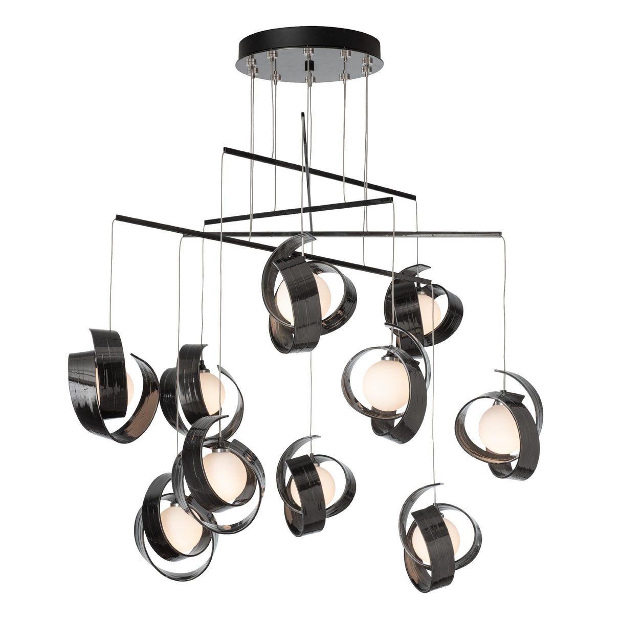 Hubbardton Forge 2025 Ink Opal Glass (GG) Standard Riza 10-Light Mobile Pendant