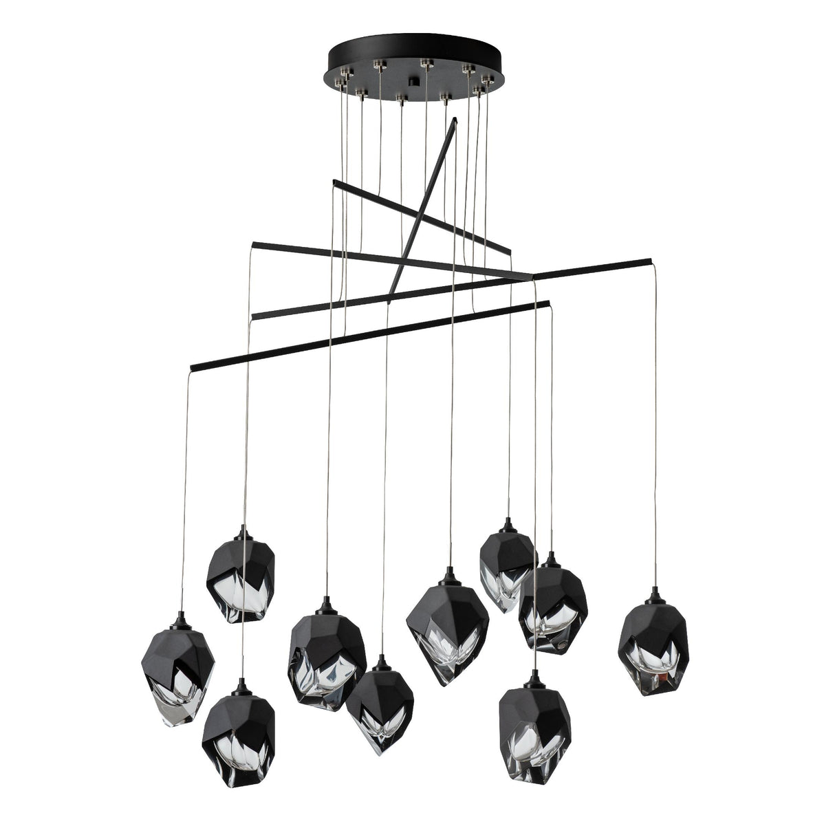 Hubbardton Forge 2025 Black Black Crystal (BP) Standard Chrysalis 10-Light Small Crystal Mobile Pendant