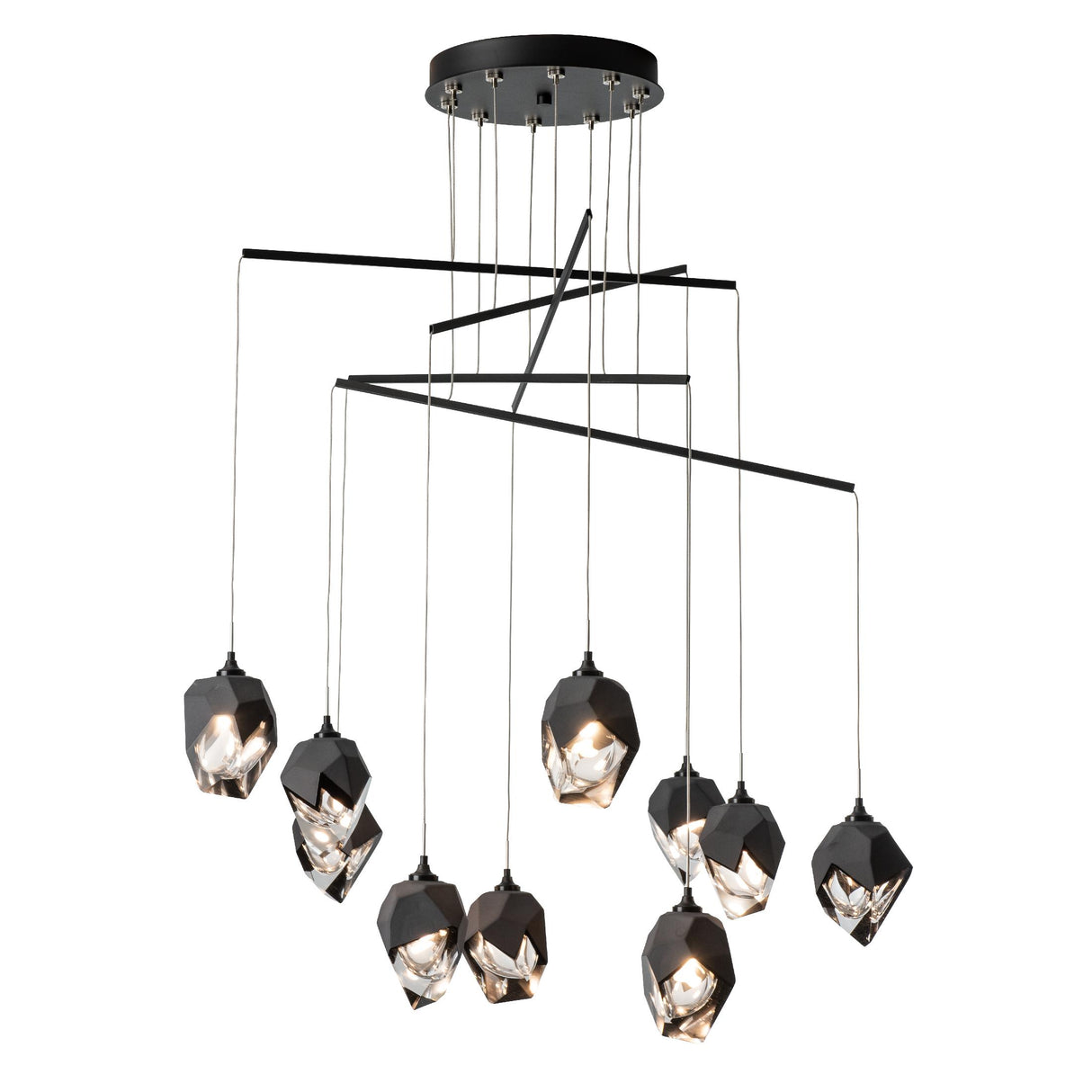 Hubbardton Forge 2025 Black Black Crystal (BP) Standard Chrysalis 10-Light Small Crystal Mobile Pendant