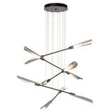 Hubbardton Forge 2025 Dark Smoke Sterling Frosted Gradient Glass (WC) Standard Flight 10-Light Small Pendant