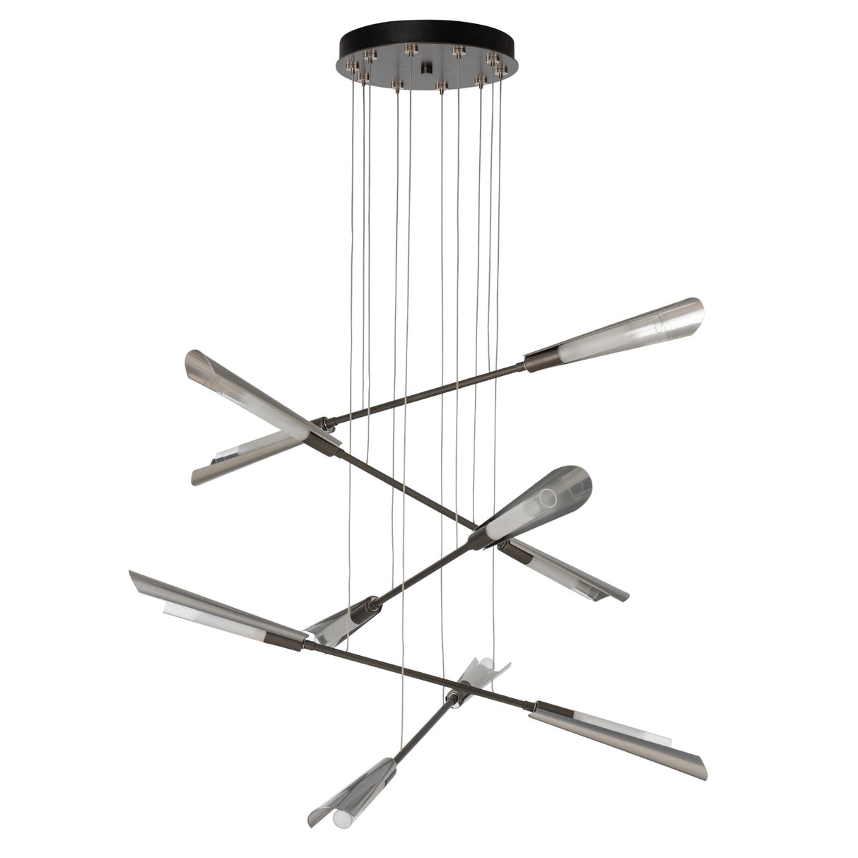 Hubbardton Forge 2025 Dark Smoke Sterling Frosted Gradient Glass (WC) Standard Flight 10-Light Small Pendant