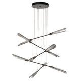 Hubbardton Forge 2025 Dark Smoke Sterling Frosted Gradient Glass (WC) Standard Flight 10-Light Small Pendant