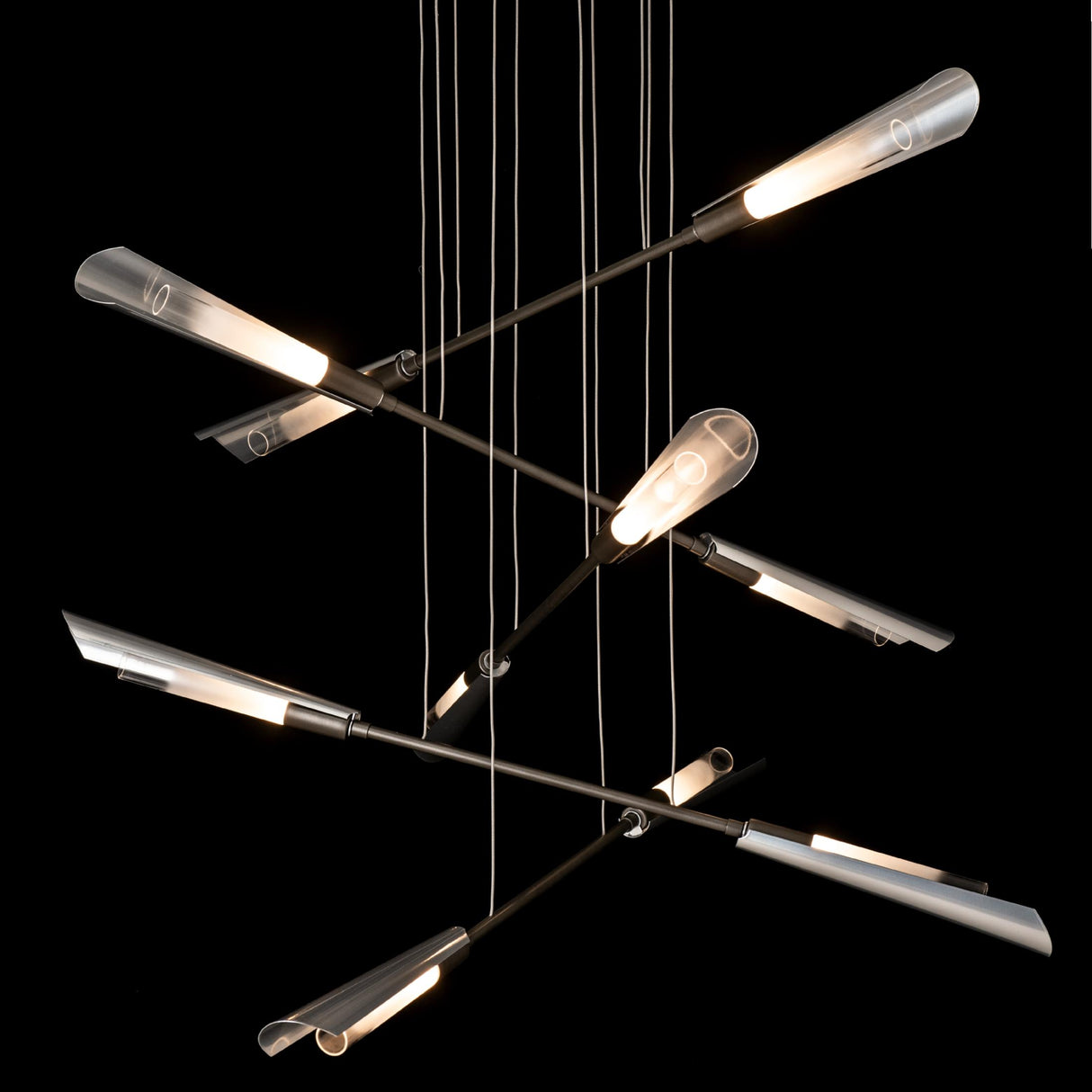 Hubbardton Forge 2025 Dark Smoke Sterling Frosted Gradient Glass (WC) Standard Flight 10-Light Small Pendant