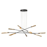 Hubbardton Forge 2025 Black Modern Brass Frosted Gradient Glass (WC) LONG Flight 10-Light Pendant