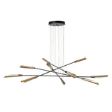 Hubbardton Forge 2025 Black Modern Brass Frosted Gradient Glass (WC) LONG Flight 10-Light Pendant
