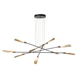 Hubbardton Forge 2025 Black Modern Brass Frosted Gradient Glass (WC) LONG Flight 10-Light Pendant