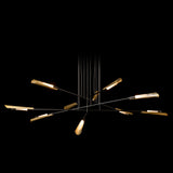 Hubbardton Forge 2025 Black Modern Brass Frosted Gradient Glass (WC) LONG Flight 10-Light Pendant