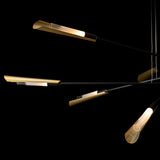 Hubbardton Forge 2025 Black Modern Brass Frosted Gradient Glass (WC) LONG Flight 10-Light Pendant