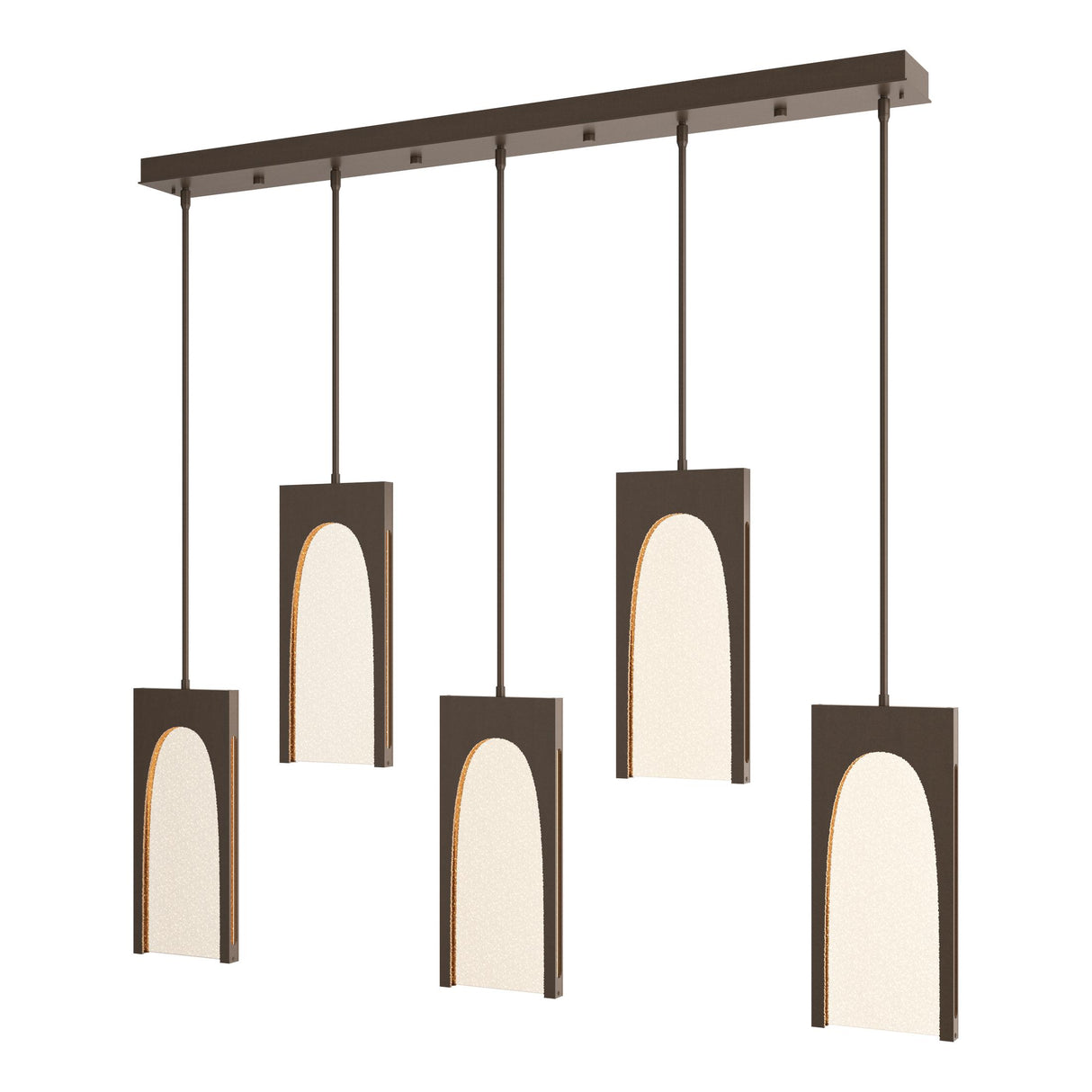 Hubbardton Forge 2024 Bronze Seeded Clear Glass (II) Multi Cypress 5-Light Pendant