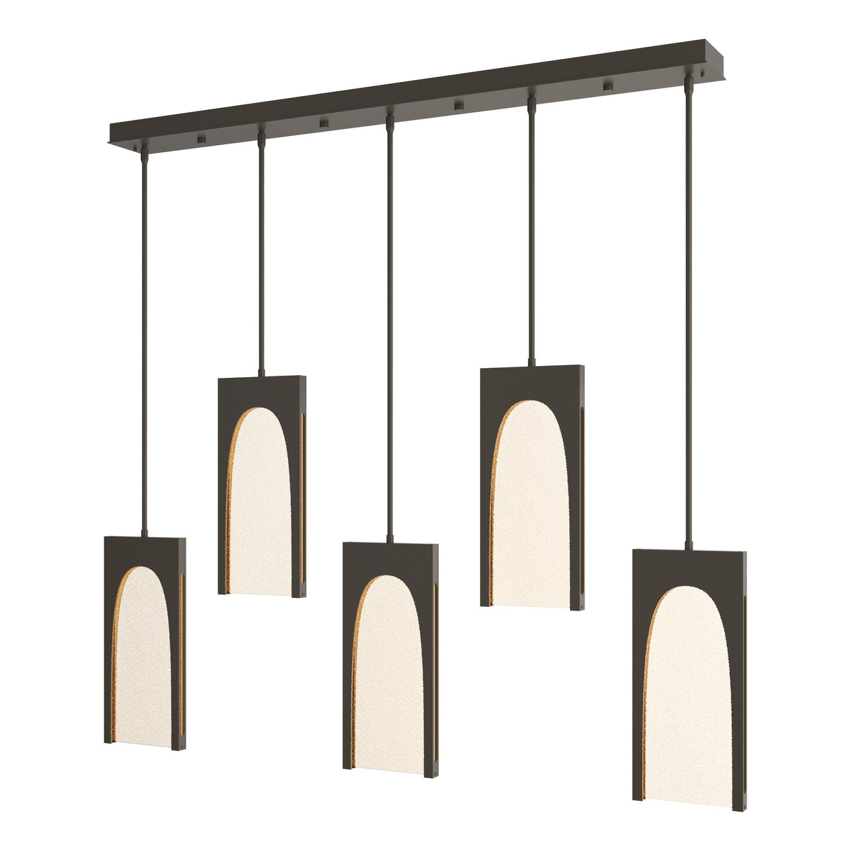 Hubbardton Forge 2024 Dark Smoke Seeded Clear Glass (II) Multi Cypress 5-Light Pendant