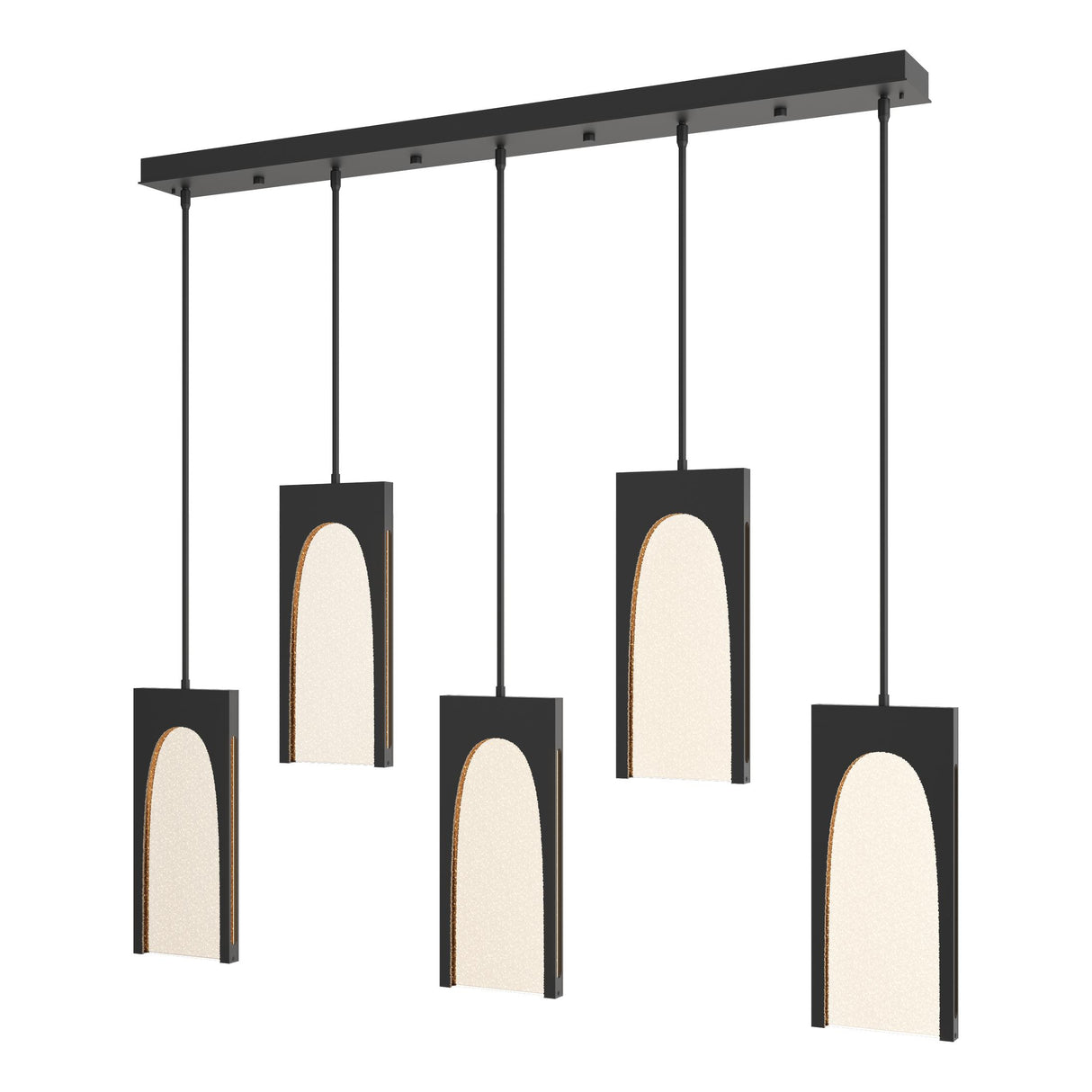 Hubbardton Forge 2024 Black Seeded Clear Glass (II) Multi Cypress 5-Light Pendant