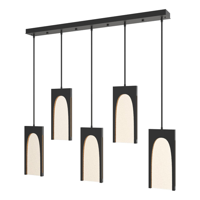 Hubbardton Forge 2024 Black Seeded Clear Glass (II) Multi Cypress 5-Light Pendant