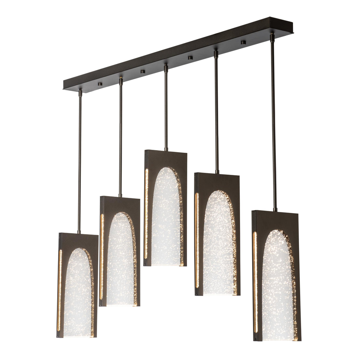 Hubbardton Forge 2024 Oil Rubbed Bronze Seeded Clear Glass (II) Multi Cypress 5-Light Pendant