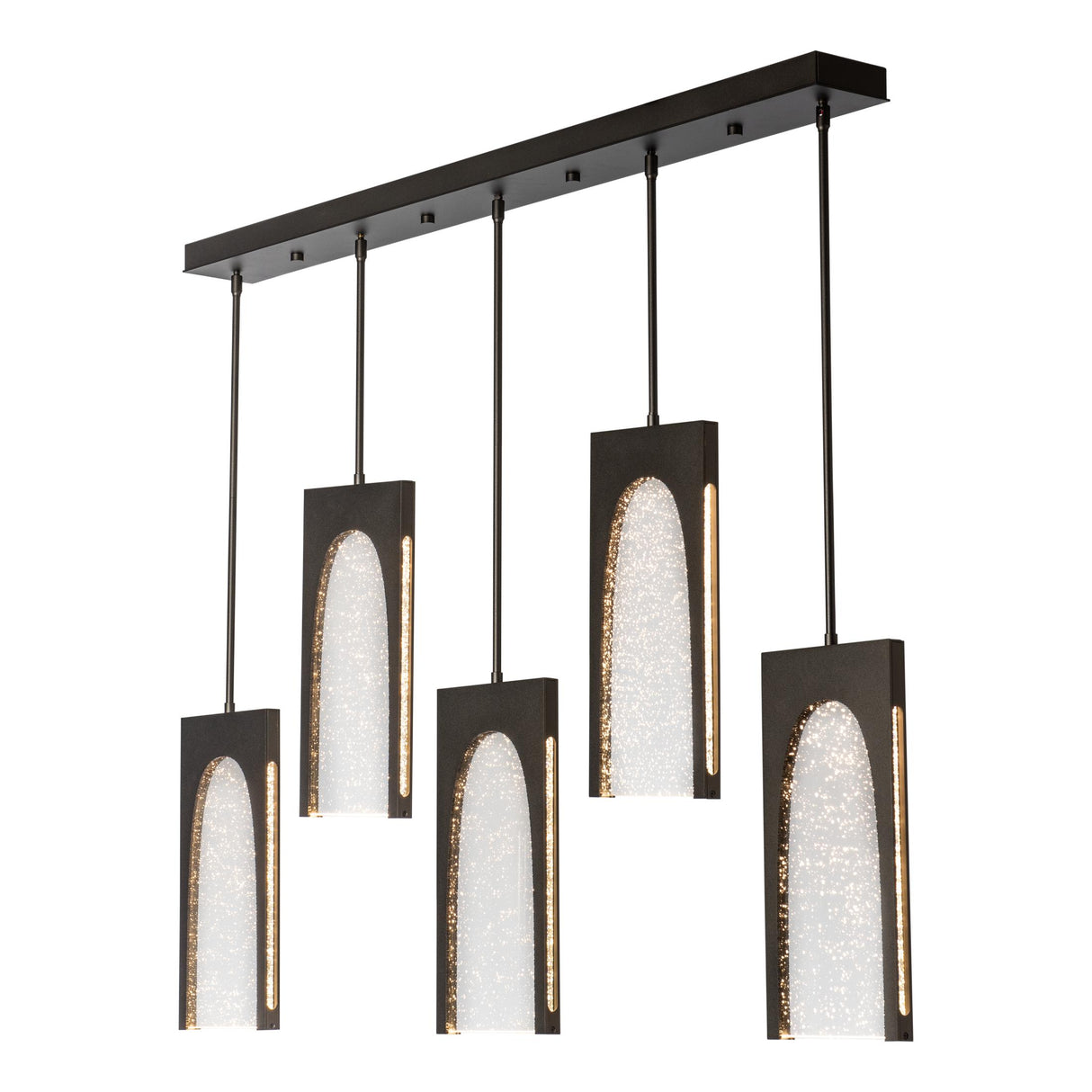 Hubbardton Forge 2024 Oil Rubbed Bronze Seeded Clear Glass (II) Multi Cypress 5-Light Pendant