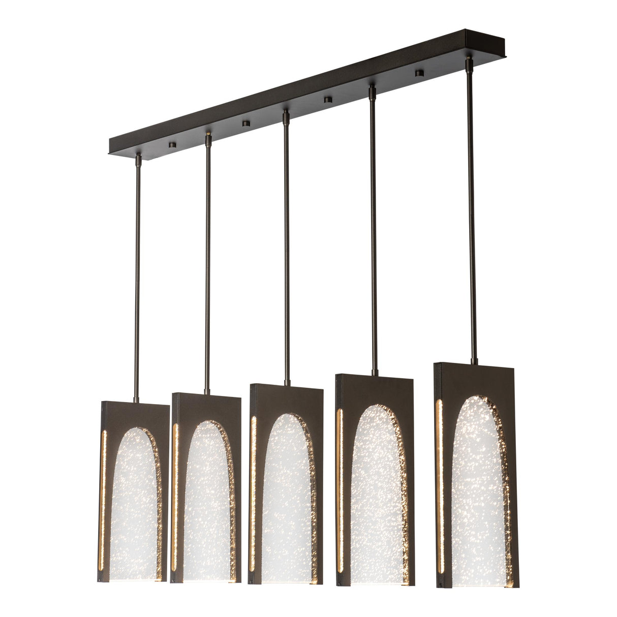 Hubbardton Forge 2024 Oil Rubbed Bronze Seeded Clear Glass (II) Multi Cypress 5-Light Pendant