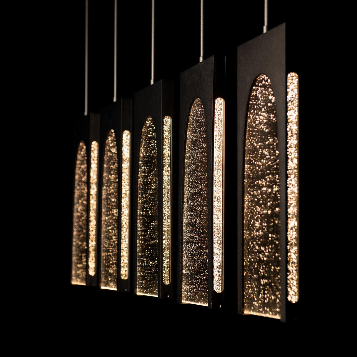 Hubbardton Forge 2024 Oil Rubbed Bronze Seeded Clear Glass (II) Multi Cypress 5-Light Pendant
