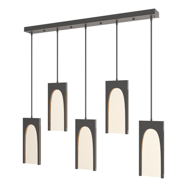 Hubbardton Forge 2024 Natural Iron Seeded Clear Glass (II) Multi Cypress 5-Light Pendant