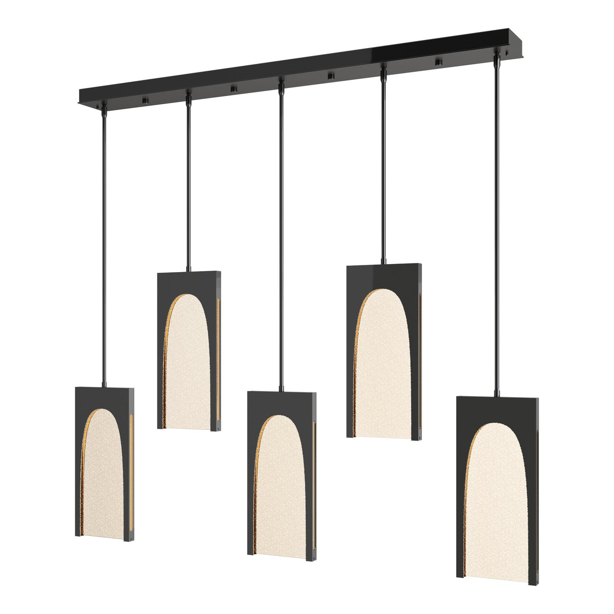 Hubbardton Forge 2024 Ink Seeded Clear Glass (II) Multi Cypress 5-Light Pendant