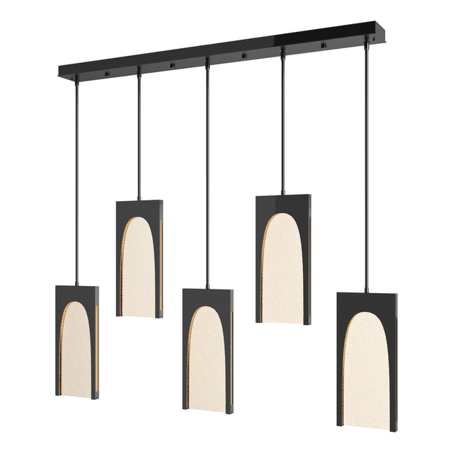 Hubbardton Forge 2024 Ink Seeded Clear Glass (II) Multi Cypress 5-Light Pendant