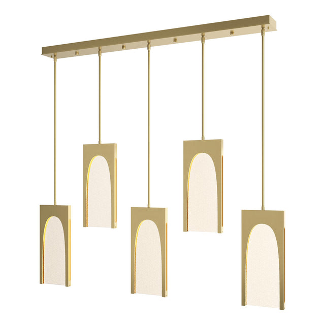 Hubbardton Forge 2024 Modern Brass Seeded Clear Glass (II) Multi Cypress 5-Light Pendant