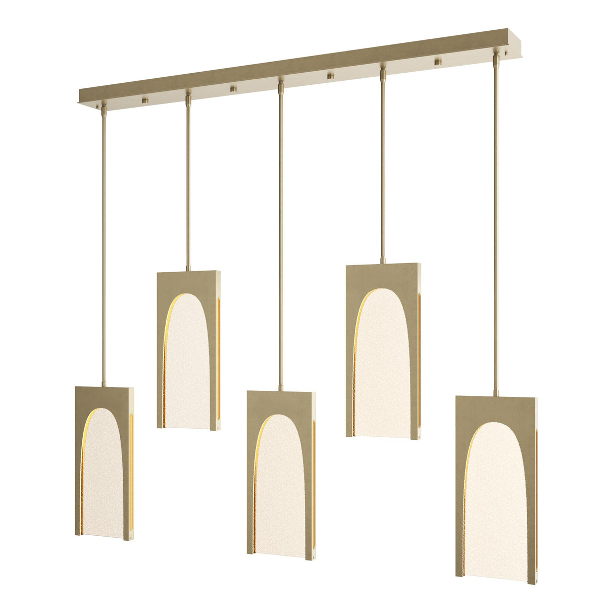 Hubbardton Forge 2024 Soft Gold Seeded Clear Glass (II) Multi Cypress 5-Light Pendant