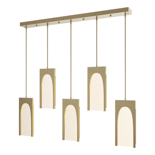 Hubbardton Forge 2024 Soft Gold Seeded Clear Glass (II) Multi Cypress 5-Light Pendant