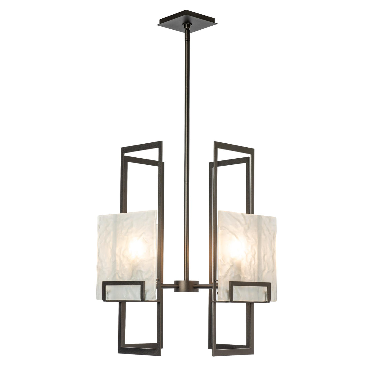 Hubbardton Forge 2025 Oil Rubbed Bronze Frosted Glass (FD) Multi Geo 4-Light Pendant