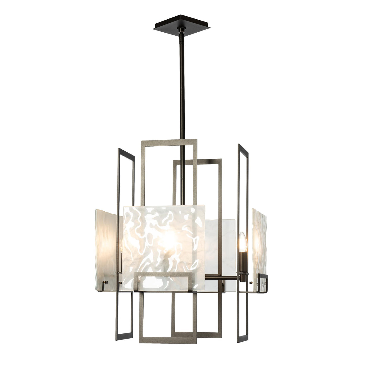Hubbardton Forge 2025 Oil Rubbed Bronze Frosted Glass (FD) Multi Geo 4-Light Pendant
