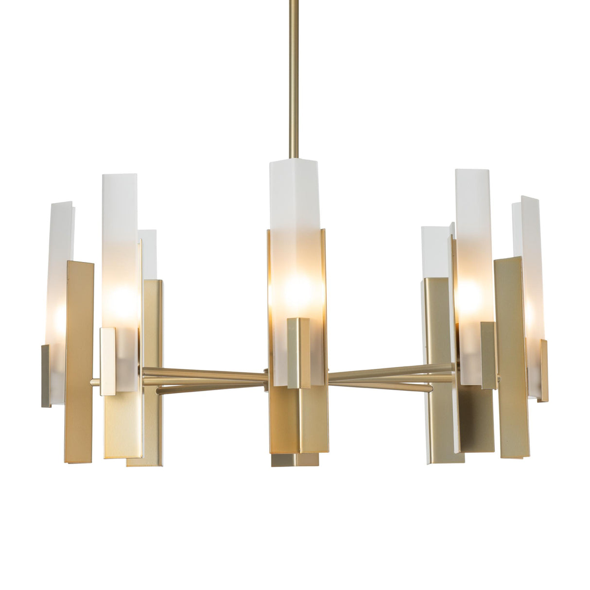 Hubbardton Forge 2025 Modern Brass Frosted Glass (FD) Multi Summit 8-Light Pendant