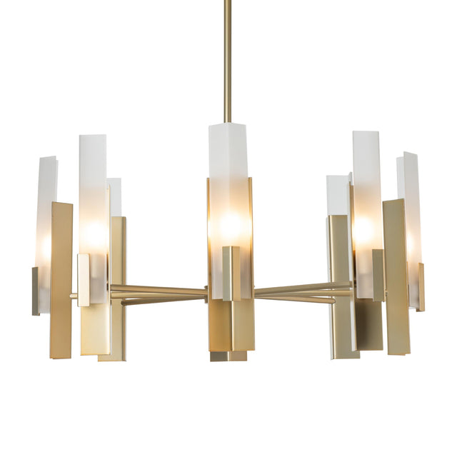 Hubbardton Forge 2025 Modern Brass Frosted Glass (FD) Multi Summit 8-Light Pendant