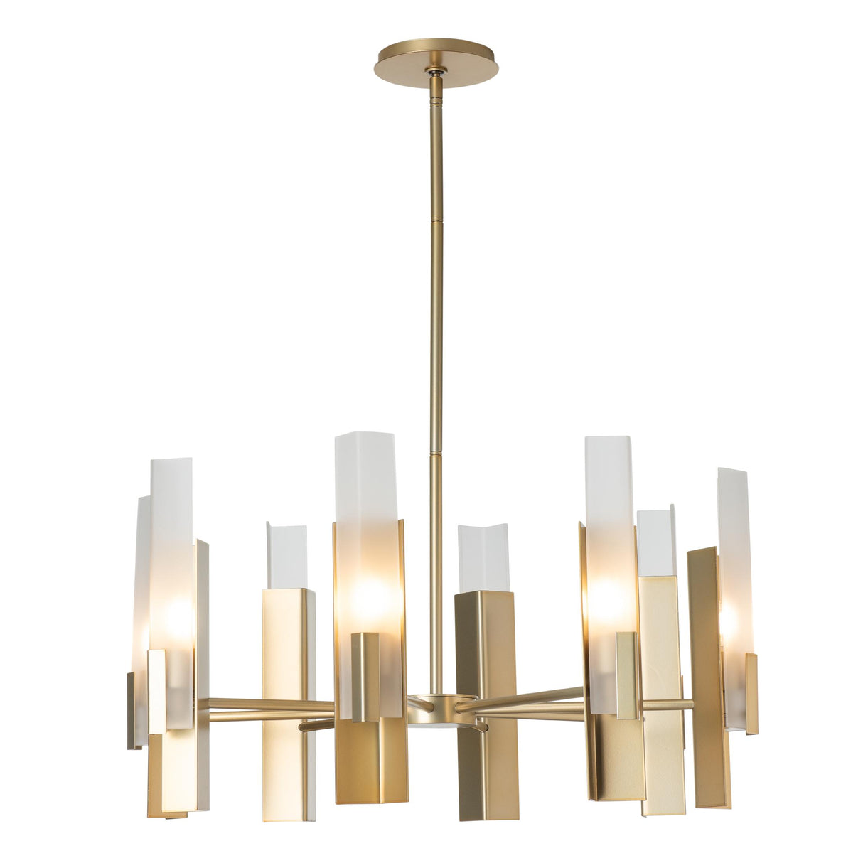 Hubbardton Forge 2025 Modern Brass Frosted Glass (FD) Multi Summit 8-Light Pendant