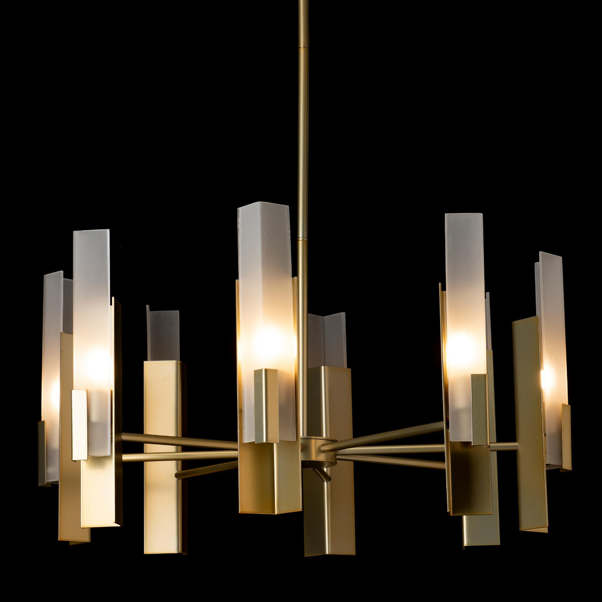 Hubbardton Forge 2025 Modern Brass Frosted Glass (FD) Multi Summit 8-Light Pendant