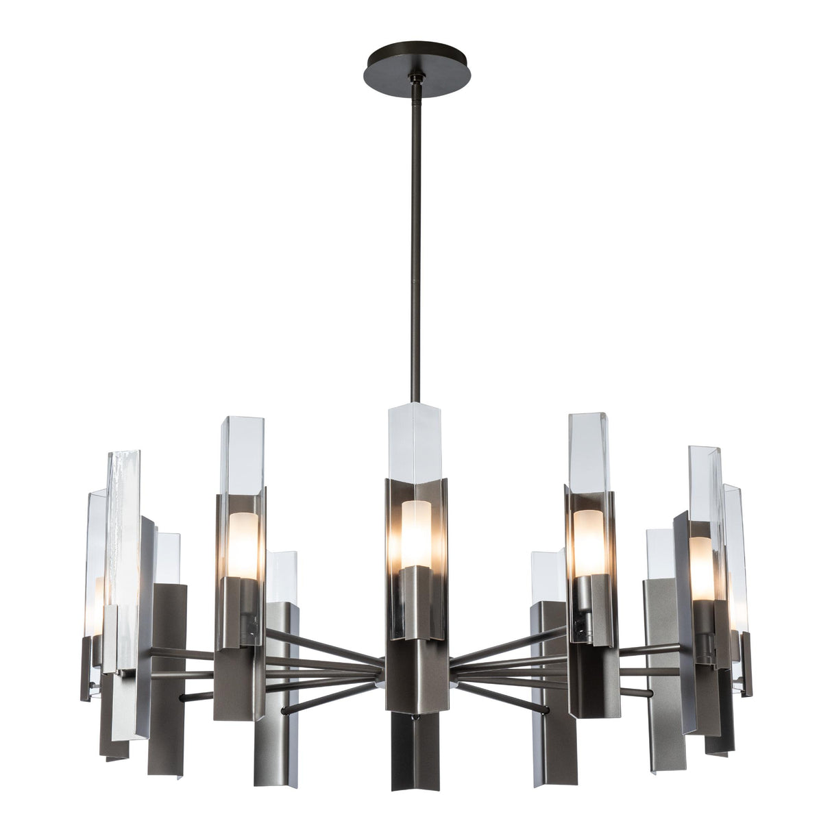Hubbardton Forge 2025 Dark Smoke Clear Glass (ZM) Multi Summit 12-Light Pendant