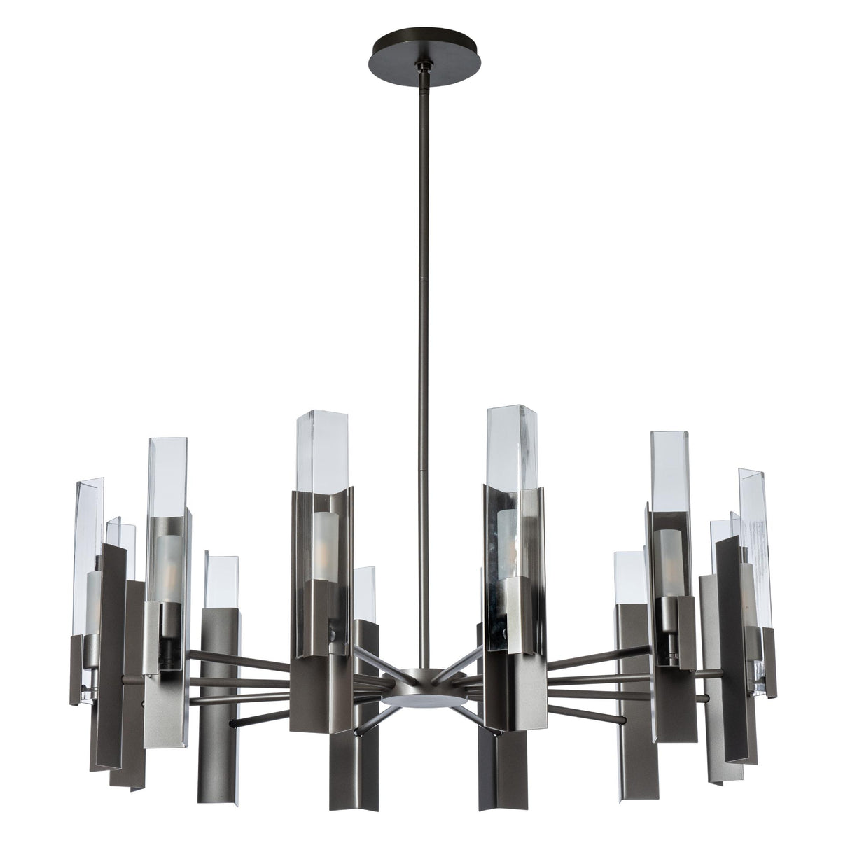 Hubbardton Forge 2025 Dark Smoke Clear Glass (ZM) Multi Summit 12-Light Pendant